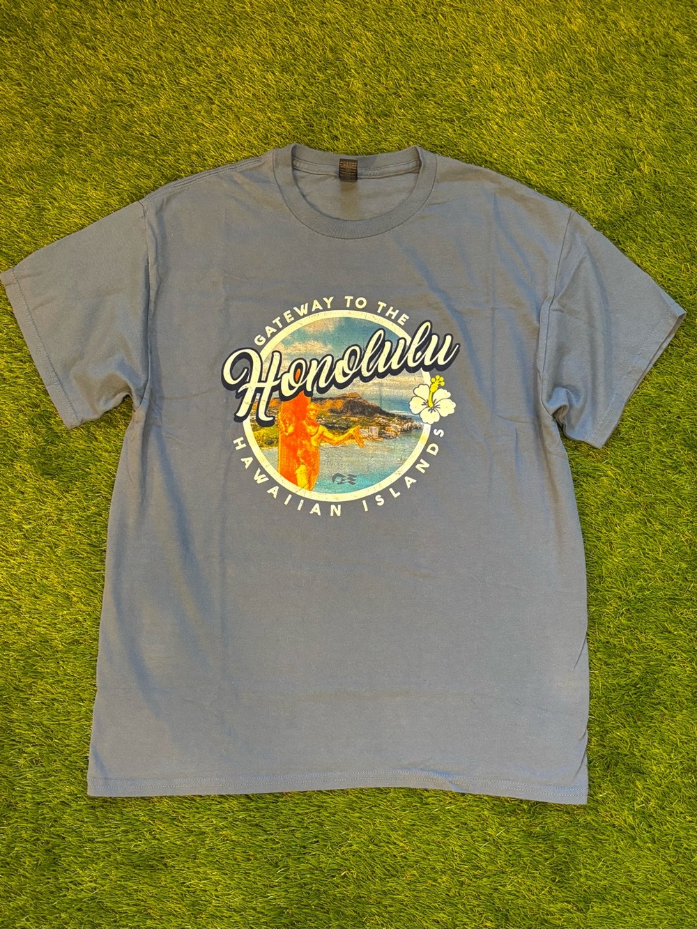 Honolulu Hawaii Graphic T-Shirt Blue Men’s Large